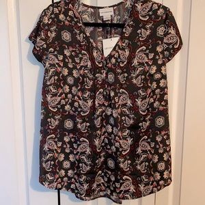 Liz Claiborne cap sleeve blouse floral Large tall